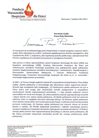 List do Pani Premier Beaty Szydło